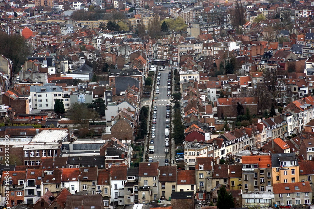 view of some parts of Brussels Belgium seen from the Atomium tower.