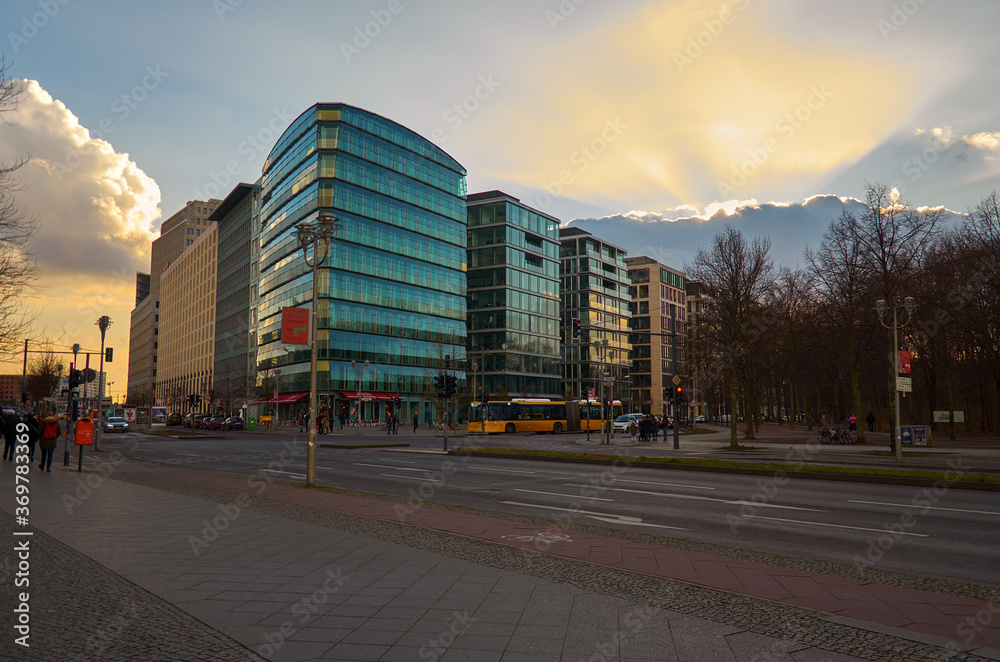 Obraz premium Germany. Berlin. Cityscape of Berlin. Houses and streets. February 16, 2018