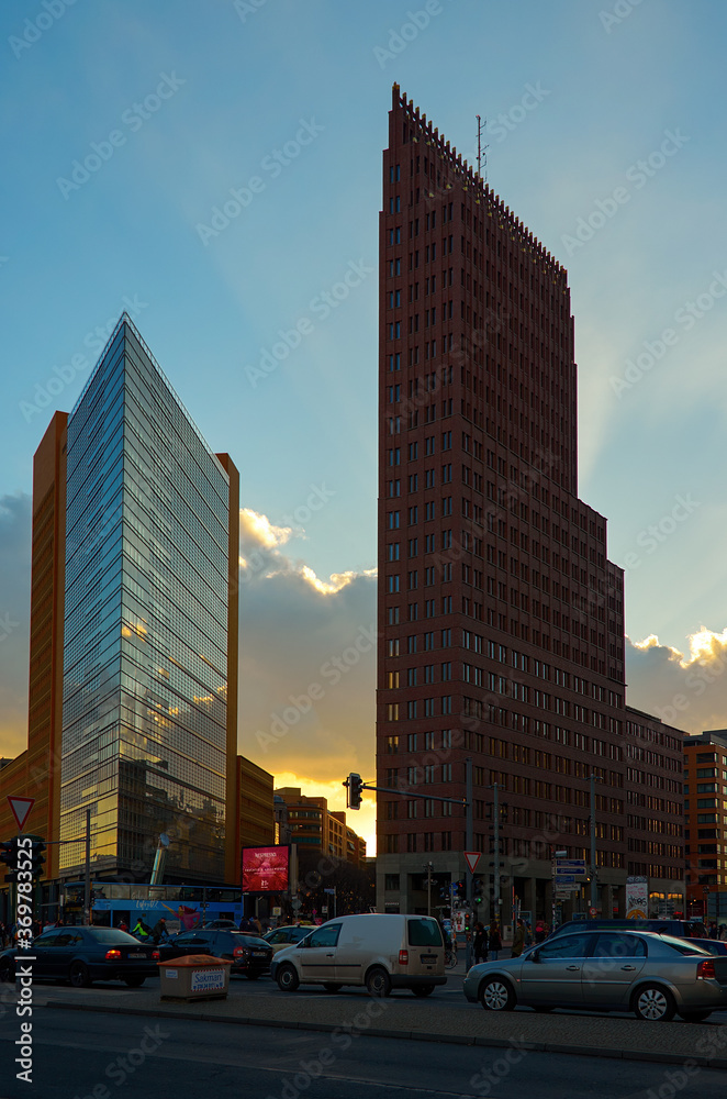 Fototapeta premium Germany. Berlin. Cityscape of Berlin. Houses and streets. February 16, 2018