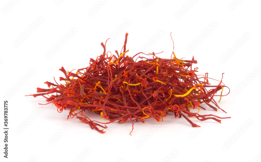 Naklejka premium Dry Saffron Spice Isolated on White Background.