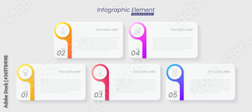 Infographic template with steps for success. presentation with line icons, organization element chart process template with editable text. options for brochure, diagram, workflow, timeline, web design