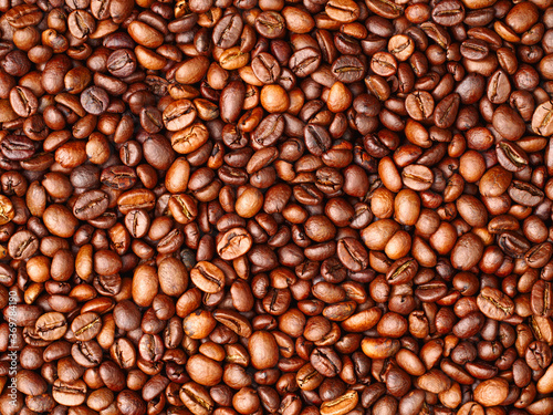 Roasted coffee beans background, texture