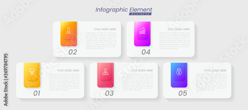 Infographic template with steps for success. presentation with line icons, organization element chart process template with editable text. options for brochure, diagram, workflow, timeline, web design