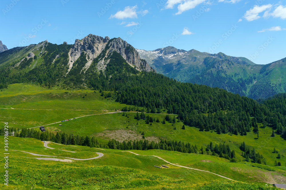 Mountain landscape along the road to Crocedomini pass