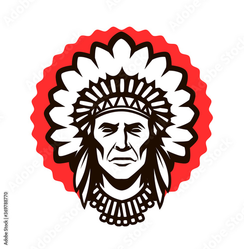 Indian chief logo or symbol. Warrior mascot