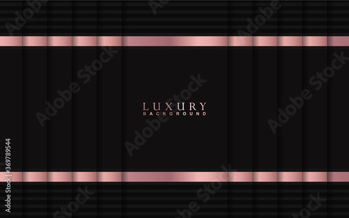 Luxury background design with dark and rose golden element decoration. Elegant shape vector layout template illustration for use cover magazine, poster, flyer, invitation, product packaging