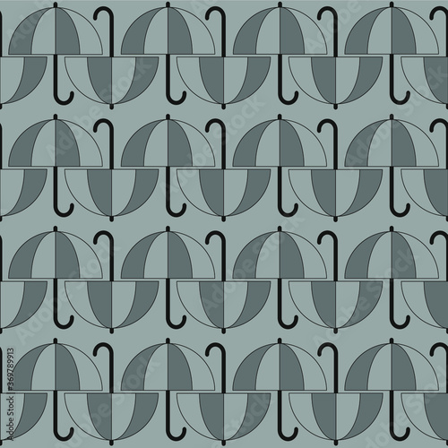 Pattern of gray umbrellas on a gray background