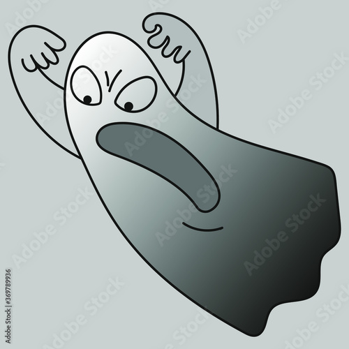 Evil ghost on gray background