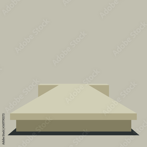Volumetric empty podium on a beige background