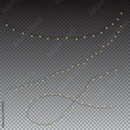 Garland Bulb Collection Set on Transparent Background Vector Illustration
