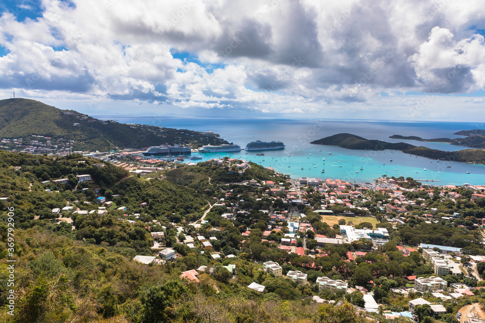 View of Charlotte Amalie, capital city of the U.S. Virgin Islands, Caribbean