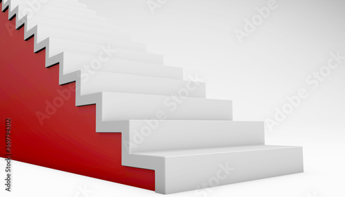 Red staircase succeeding concept isolated on white 3d rendering
