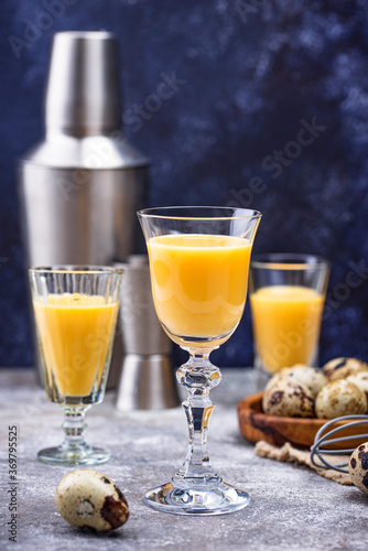 Glass of sweet egg liquor photo