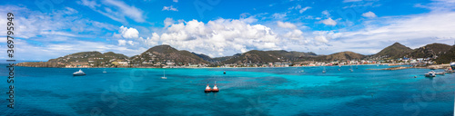 Panoramic view of Philipsburg, Sint Maarten, also known as Saint Martin. Caribbean