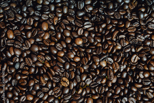 A close up of a lot of coffee grains