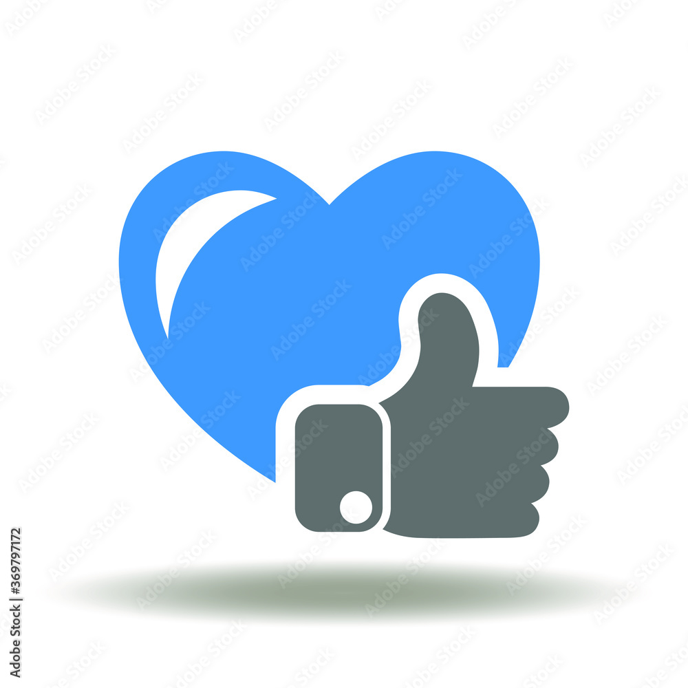 Heart Hand Gesture Thumb Up Icon Vector. Evaluation Rating Feedback Satisfaction Web Symbol.