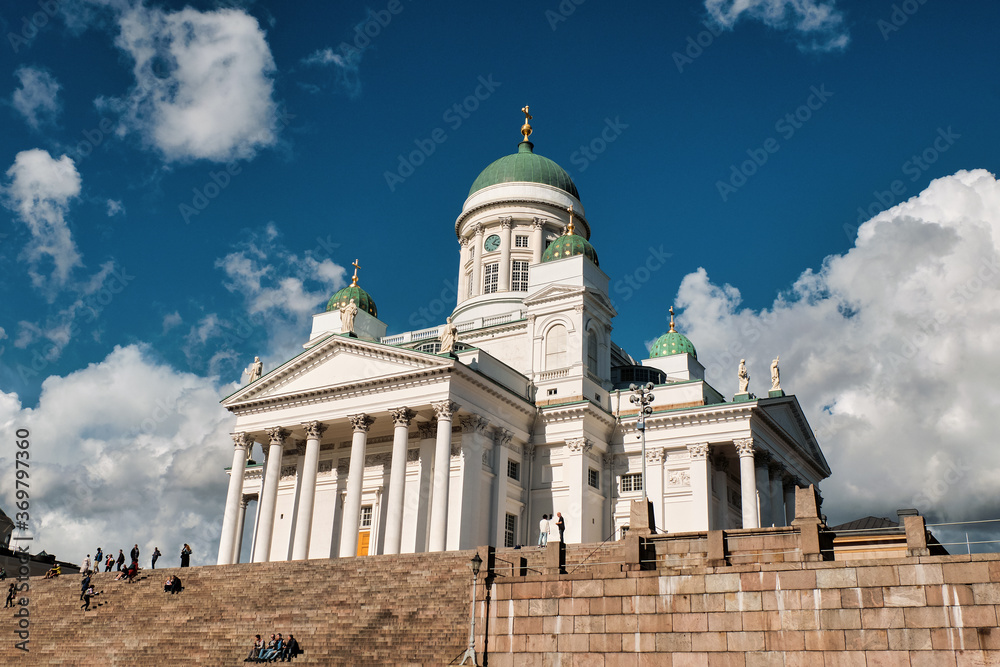 Finland. Helsinki. Helsinki Cathedral (St. Nicholas Cathedral) on Senate Square. September 16, 2018 Finland. Helsinki. Helsinki Cathedral (St. Nicholas Cathedral) on Senate Square. September 16, 2018