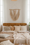 Interior of a bedroom in boho style