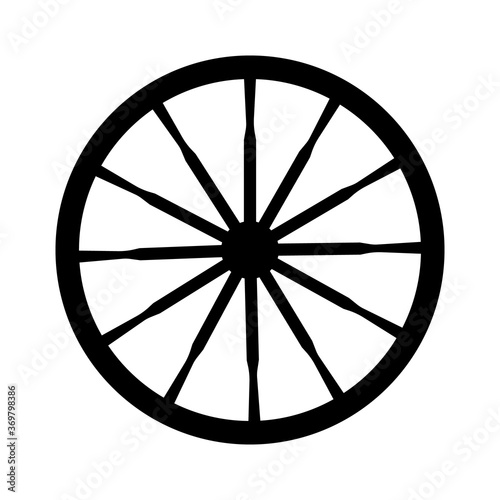vector silhouette of an old vintage wagon wheel