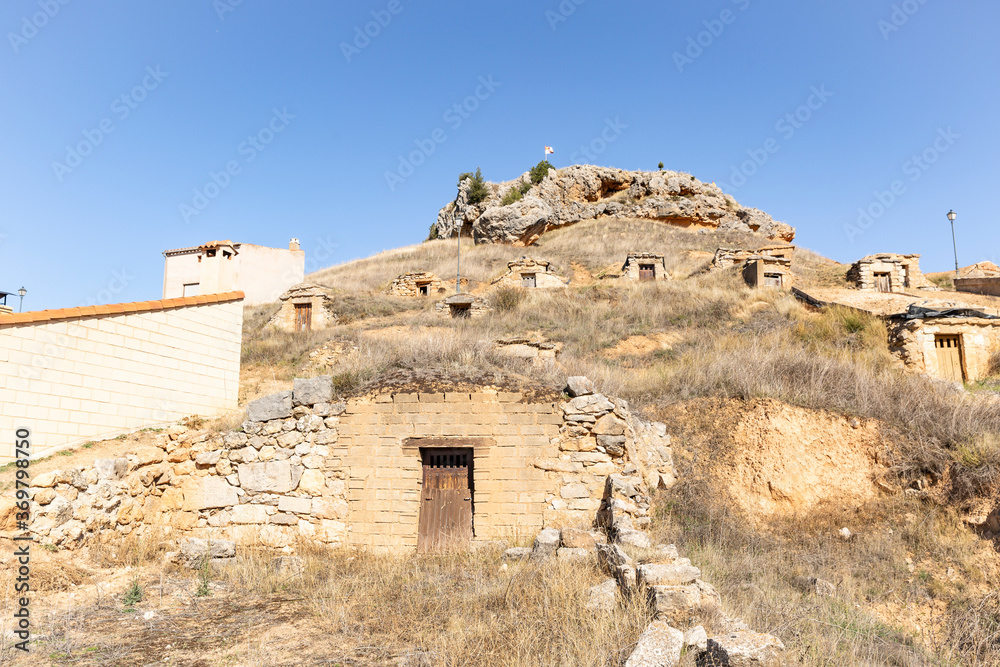 underground wine cellars (Bodegas) in Alcubilla del Marques village (Burgo de Osma), province of Soria, Castile and Leon, Spain