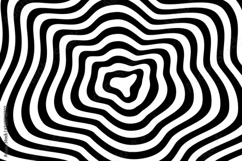 Vector abstract illustration of swirl, vortex pattern with smooth lines. Background in op art style, optical illusion.