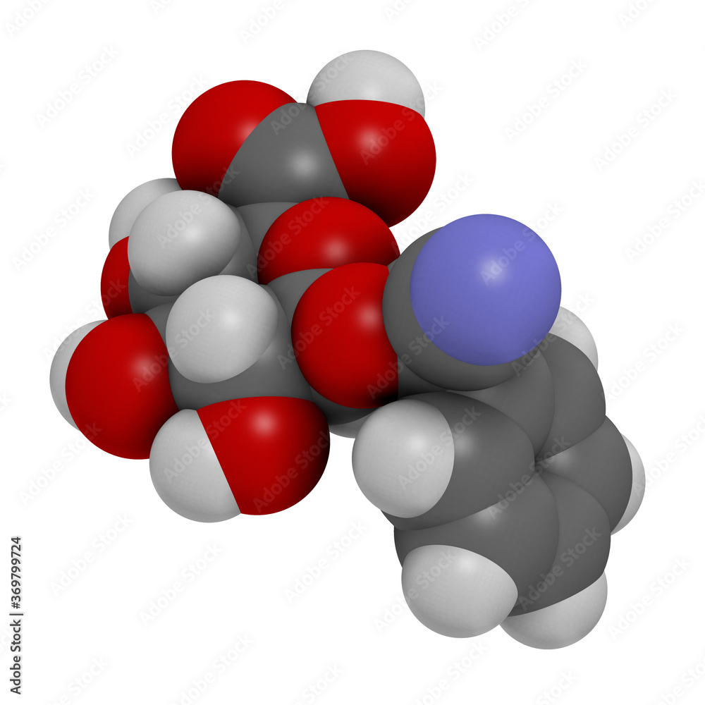 Laetrile molecule. Derivative of amygdalin. Used in quack cancer treatment. 3D rendering. Laetrile molecule. Derivative of amygdalin. Used in quack cancer treatment. 3D rendering.
