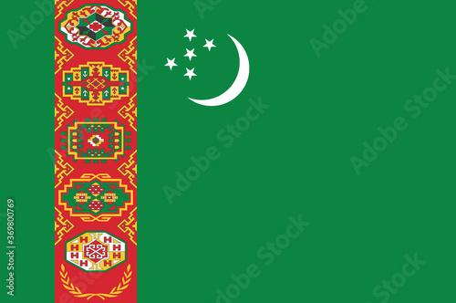 National Turkmenistan flag, official colors and proportion correctly. National Turkmenistan flag. Vector illustration. EPS10. Turkmenistan  flag vector icon, simple, flat design for web or mobile app.