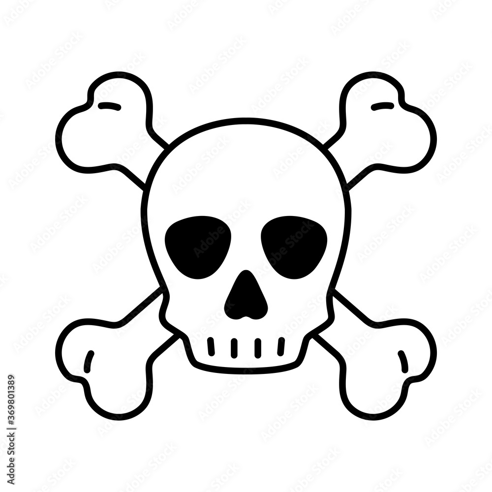 skull crossbones icon vector Halloween logo pirate symbol bone ghost head  cartoon character illustration doodle design Stock Vector | Adobe Stock