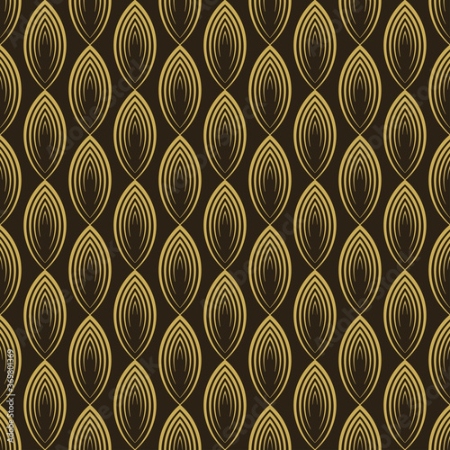 Modern background pattern. Golden seamless pattern on a black background: for fabric, tile, interior design or wallpaper. Vector image