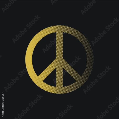 peace symbol / Halftone gold peace symbols with fading gradient. Vector Halftone Shape