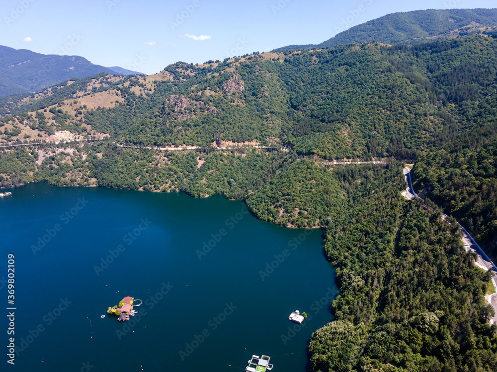 Aerial view of The Vacha Reservoir, Bulgaria