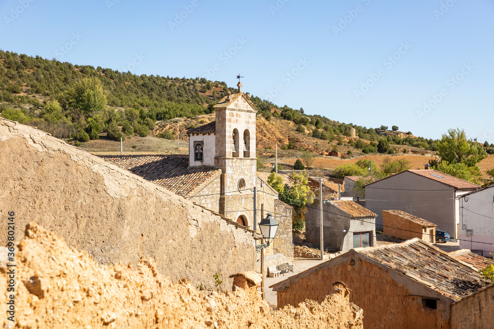 a view over Alcubilla del Marques village (Burgo de Osma), province of Soria, Castile and Leon, Spain