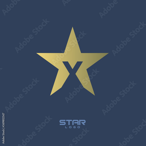 Gold Star Logo with Initial Letter X
