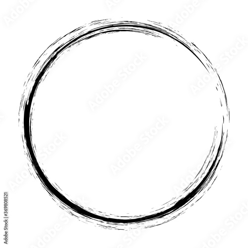 Stock vector design template vector brush strokes circles of paint on white background. Ink hand drawn paint brush circle. Logo, label design element vector illustration. Black abstract circle. Frame.