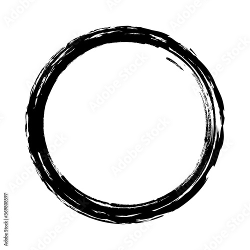 Stock vector design template vector brush strokes circles of paint on white background. Ink hand drawn paint brush circle. Logo, label design element vector illustration. Black abstract circle. Frame.