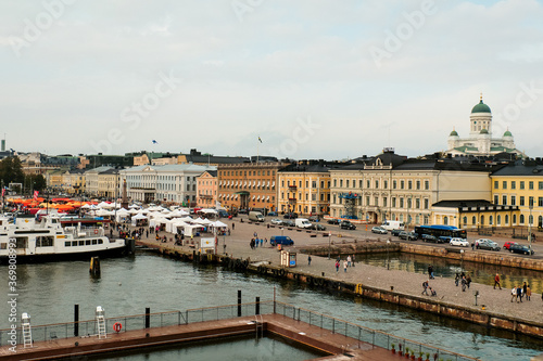 Finland. Helsinki. Pier with ships in Helsinki. September 16, 2018