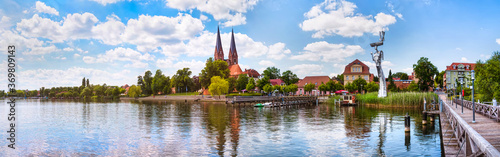 Neuruppin , Neuruppiner See with the monastery church Sankt Trinitatis in the background