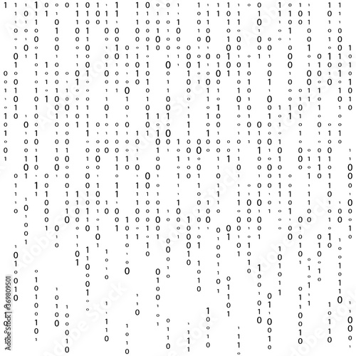 Matrix Background Vector. Binary Code Matrix. Black And White Digital Background With Digits On Screen. Data Technology Illustration. Binary Computer Code. Coding. Hacker concept.
