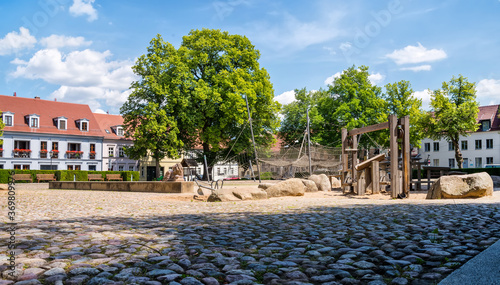 Photography Neuer Markt (new market place) in the city of Neuruppin, Brandenburg, Germany
