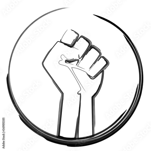 The raised fist symbol of solidarity and support in circle marker vector illustration  