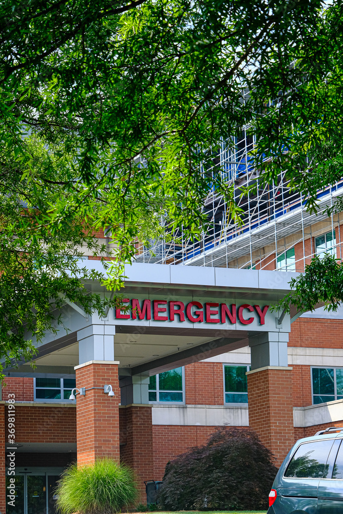 CUMMING, GEORGIA - July 21, 2020: Covid-19 cases in the United States approach 5M by early August and have rendered emergency rooms in hospitals virtually inaccessible.