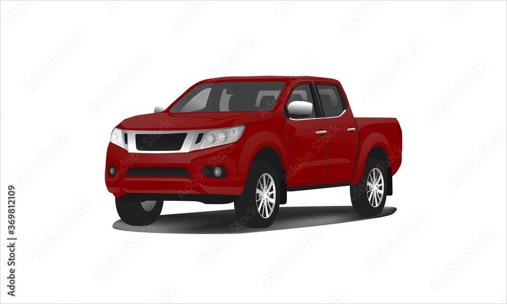 modern 3d masculine Pickup double cabin car, american, europe, africa or asia, light truck 4x4 vector illustrations EPS 10 isolated on white background, use for any automotive business