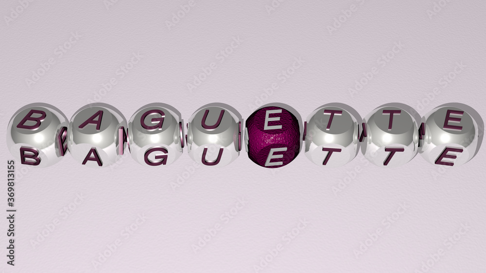 baguette combined by dice letters and color crossing for the related meanings of the concept. bread and background baguette combined by dice letters and color crossing for the related meanings of the concept. bread and background