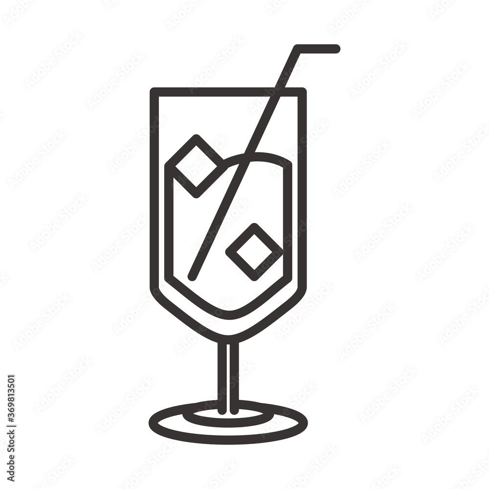 cocktail icon glass cup ice cubes and straw drink liquor refreshing alcohol line style design cocktail icon glass cup ice cubes and straw drink liquor refreshing alcohol line style design