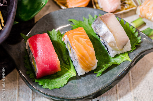 sashimi sushi set table.