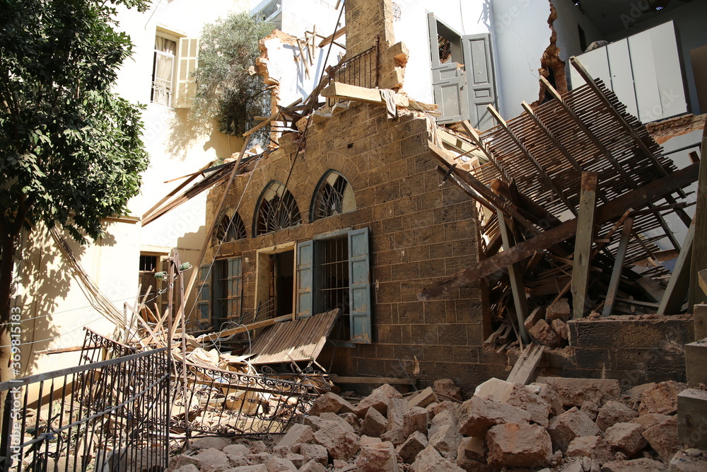 Beirut destruction after the tragic explosion happened in Port of Beirut on August 4, 2020