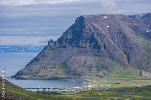 The small fishing village of Bolungarvík in the Westfjords region, Northwest Iceland.