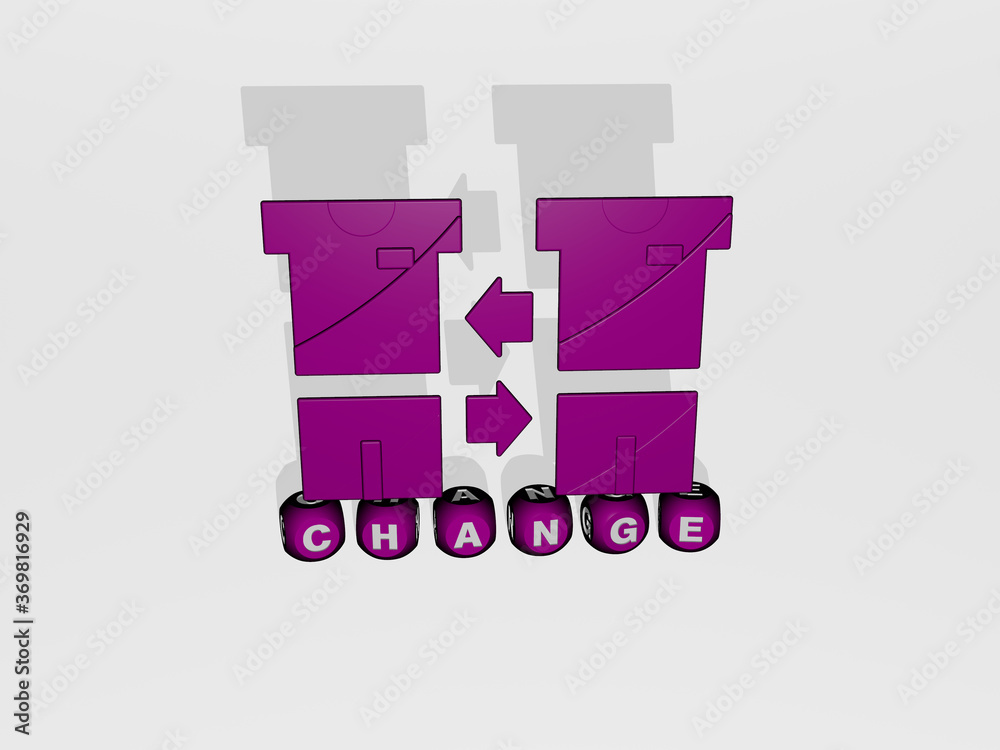 Φωτογραφία 3D illustration of change graphics and text made by metallic dice letters for the related meanings of the concept and presentations