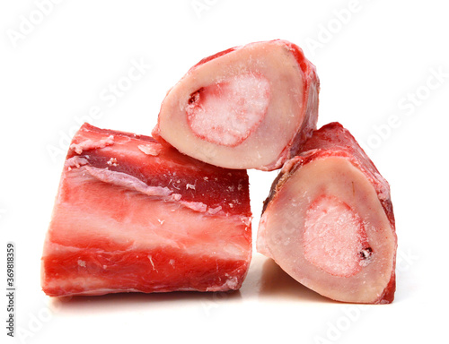beef bone marrow in front of white background