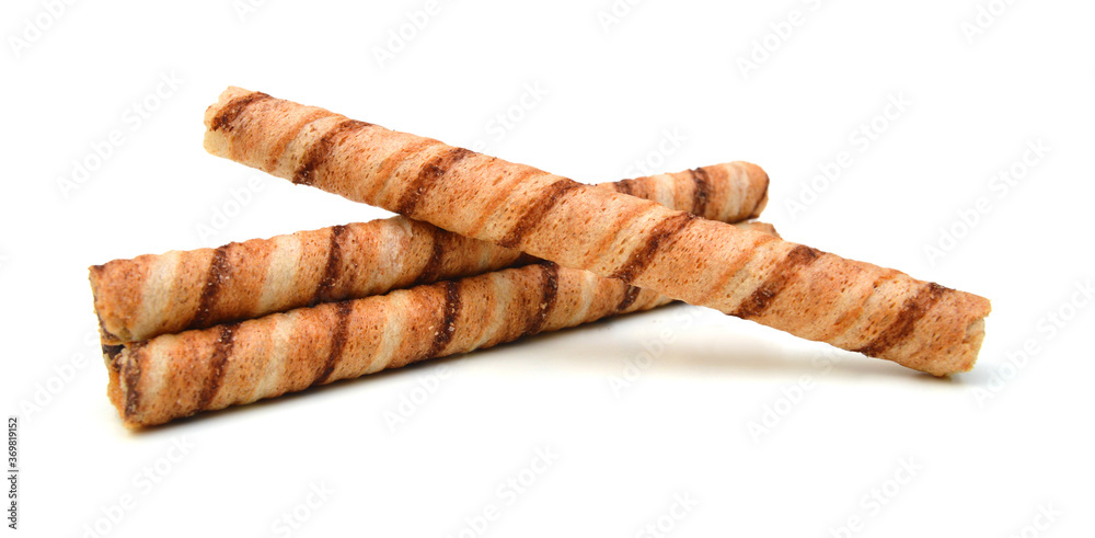 Waffle rolls isolated on white background Waffle rolls isolated on white background